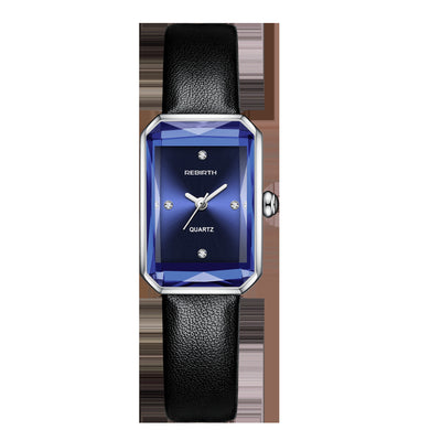 Relógio de quartzo artístico e requintado com cinto de diamante quadrado