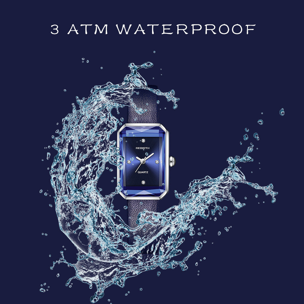 Relógio de quartzo artístico e requintado com cinto de diamante quadrado