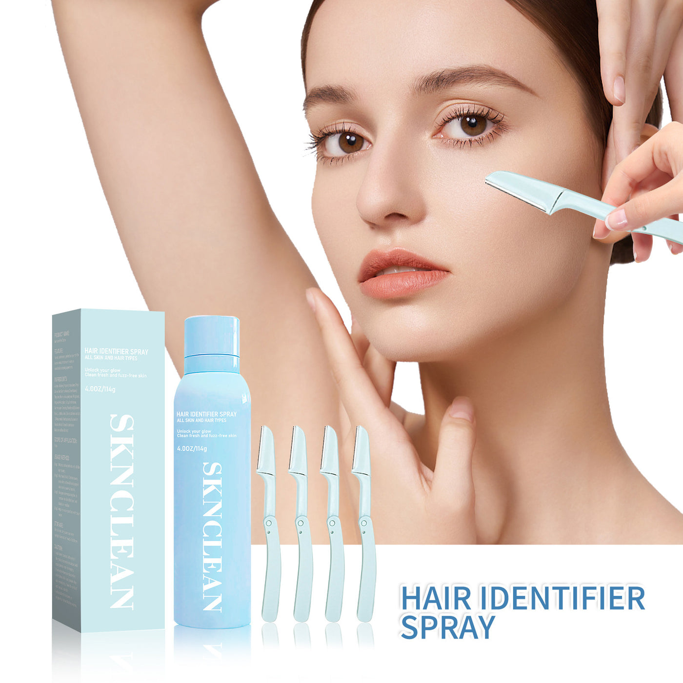 Spray de reconhecimento de pelos para cuidados faciais