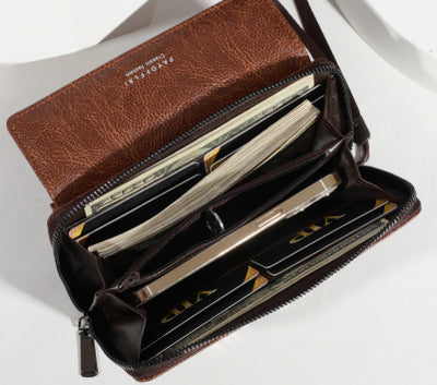 Carteira longa casual, bolsa de grande capacidade, porta-moedas móvel