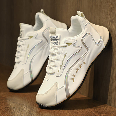 Tênis de amarrar com blocos de cores da moda para homens, tênis respiráveis ​​de cano baixo, calçado esportivo para corrida e caminhada