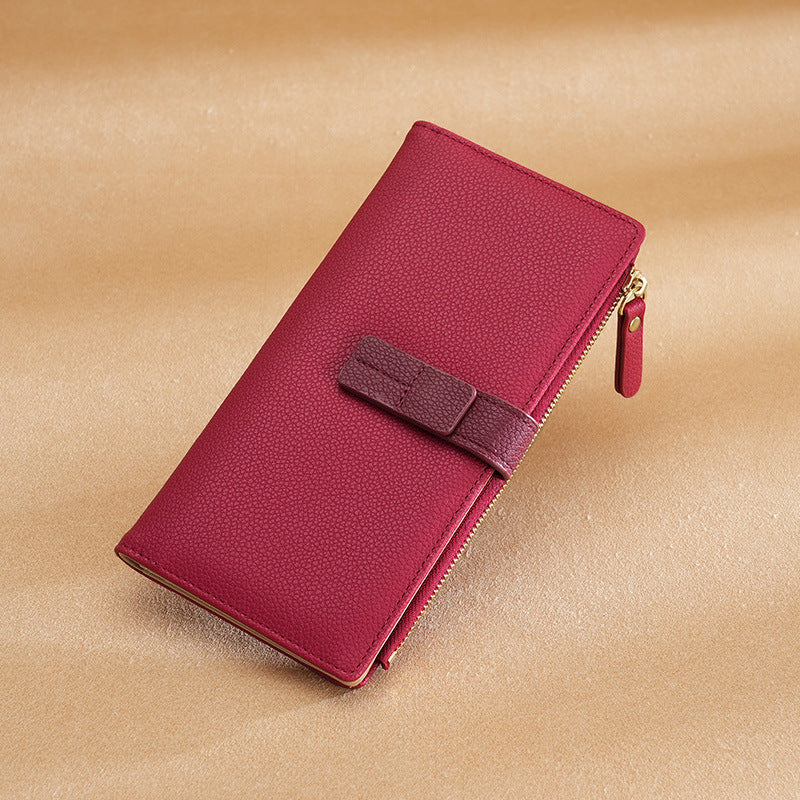 Carteira feminina longa com vários compartimentos para cartões e zíper, fivela, estilo coreano, de alta qualidade