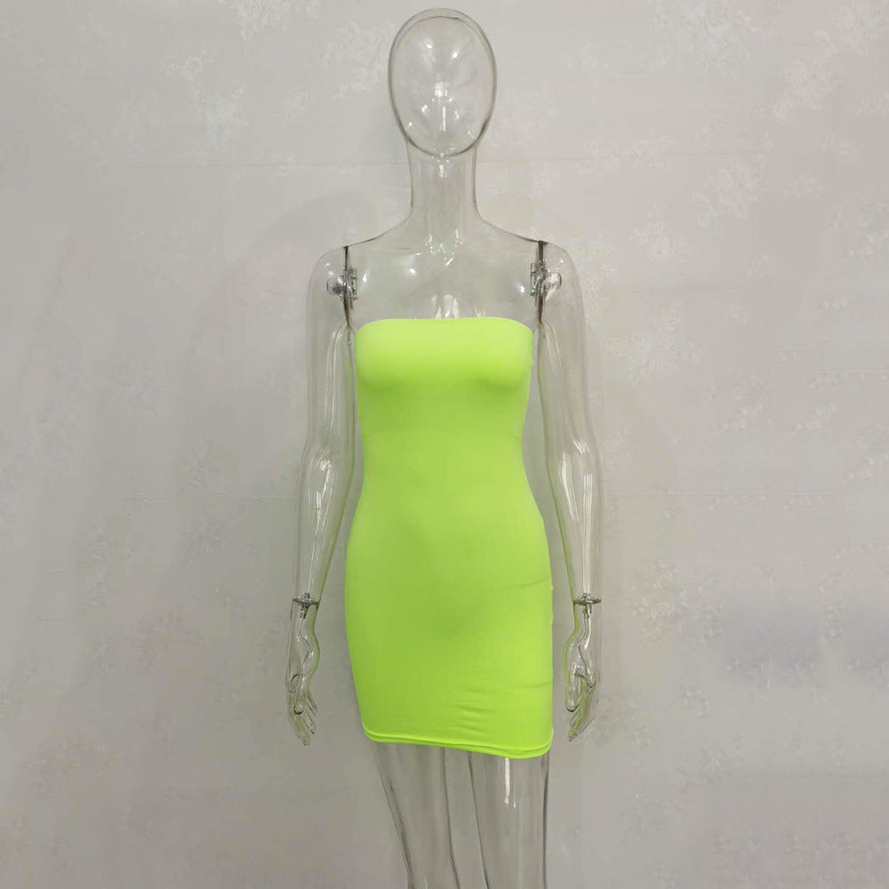 Vestidos femininos com gola única e envoltório no quadril