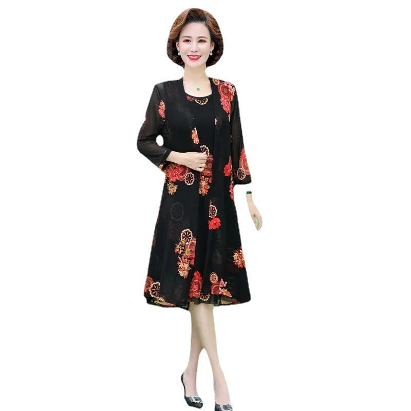 Vestido de meia-idade e idoso terno de duas peças