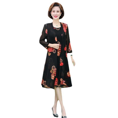 Vestido de meia-idade e idoso terno de duas peças