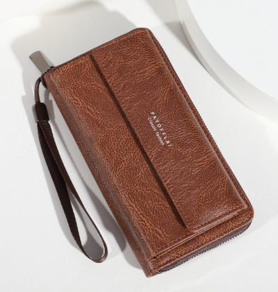 Carteira longa casual, bolsa de grande capacidade, porta-moedas móvel