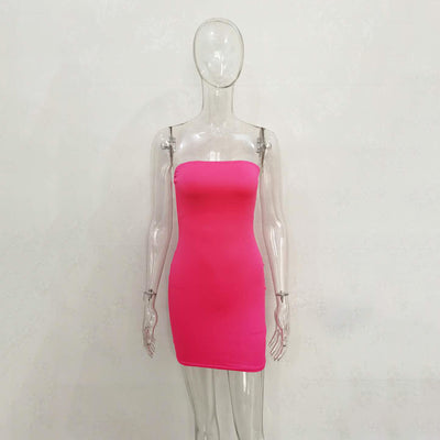 Vestidos femininos com gola única e envoltório no quadril