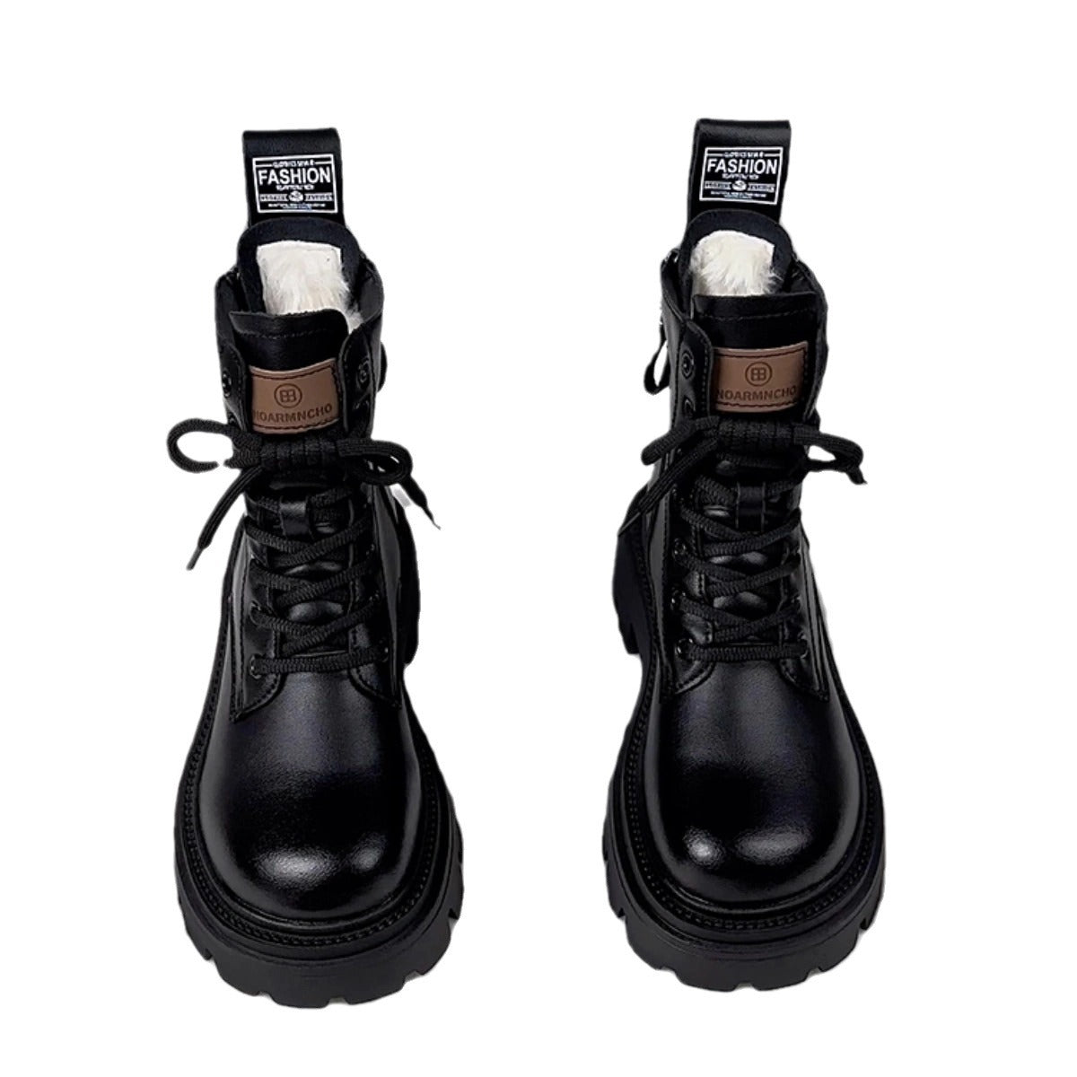 Botas de algodão com forro de lã e sola grossa integradas de pele para mulheres