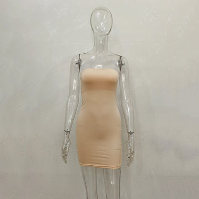 Vestidos femininos com gola única e envoltório no quadril