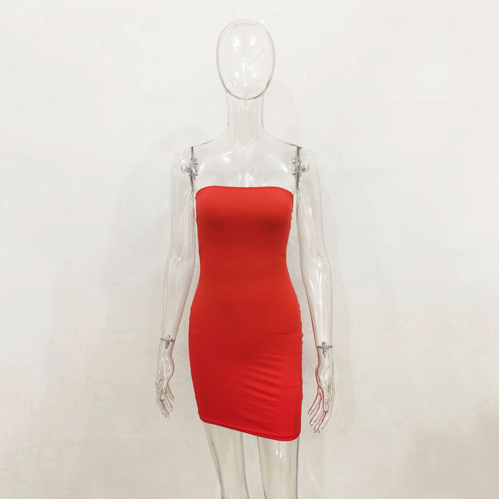 Vestidos femininos com gola única e envoltório no quadril